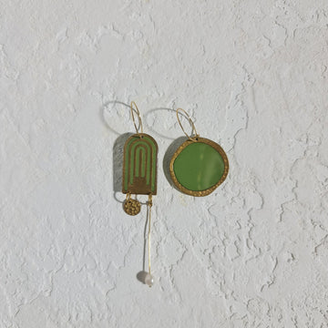 Mismatch Broome Statement Earrings | GREEN - Clac Clac Design