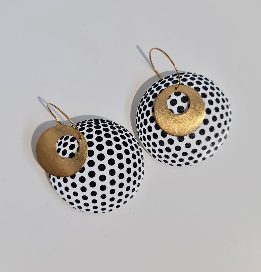 Disco Ball | Dot and Gold Black and White EARRINGS - Clac Clac Design