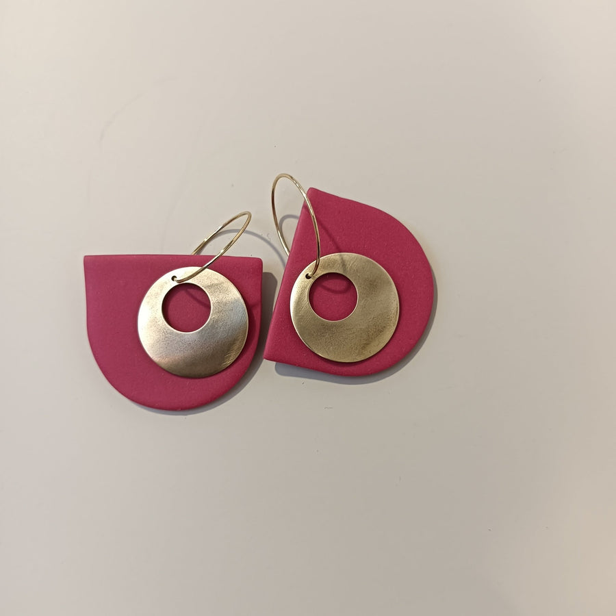 FUSCHIA ARCH and GOLD EARRINGS - Clac Clac Design