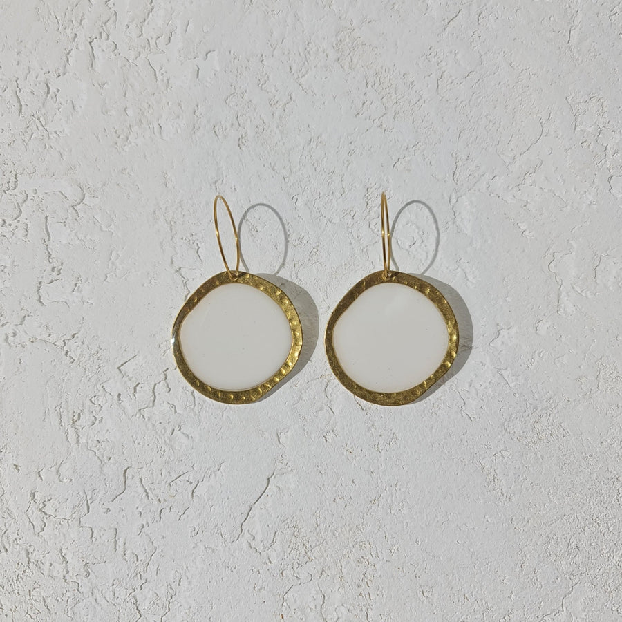 Organic Circle Broome Statement Earrings | WHITE - Clac Clac Design