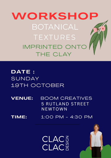 Workshop in  Botanical Imprint onto Polymer Clay | Geelong Sunday 19th October