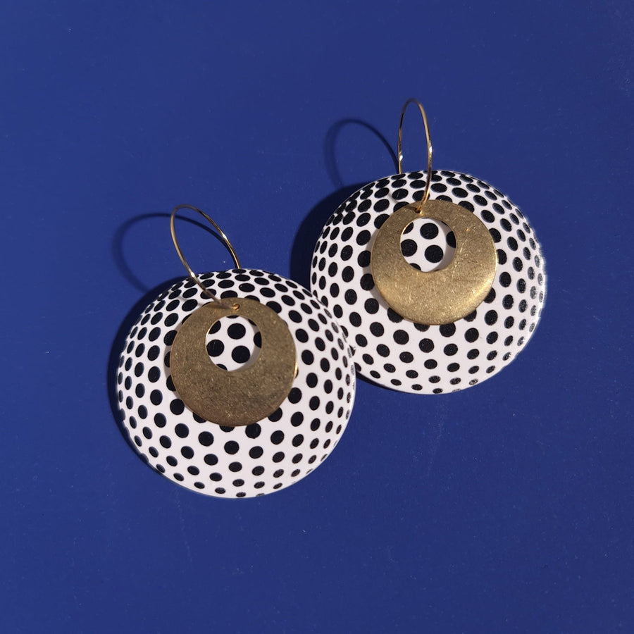 Disco Ball | Black and White | Gold EARRINGS - Clac Clac Design