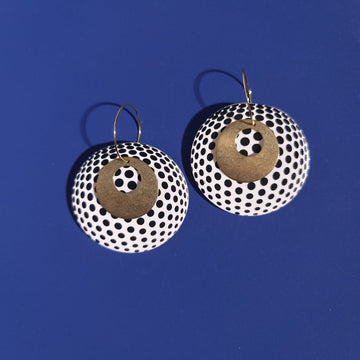 Disco Ball | Black and White | Gold EARRINGS - Clac Clac Design