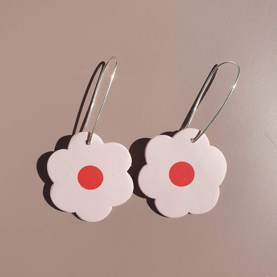 Daisy - Pink and Red Daisy Dangle Earrings - Clac Clac Design