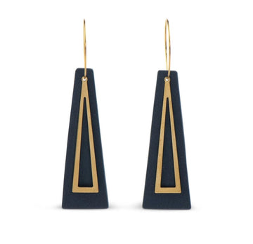 NAVY TRIANGLE and GOLD EARRINGS - Clac Clac Design