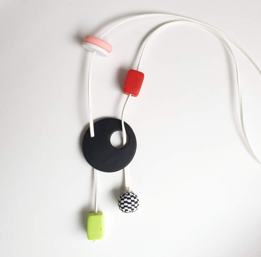 Polly Necklace - Lime/pink/red/black and white - Clac Clac Design